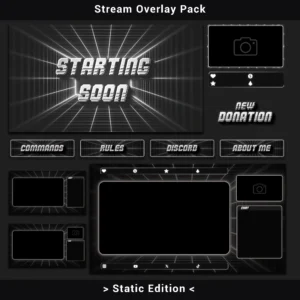 Twitch Overlay Pack: Retro Grid Monochrome (Static Edition)
