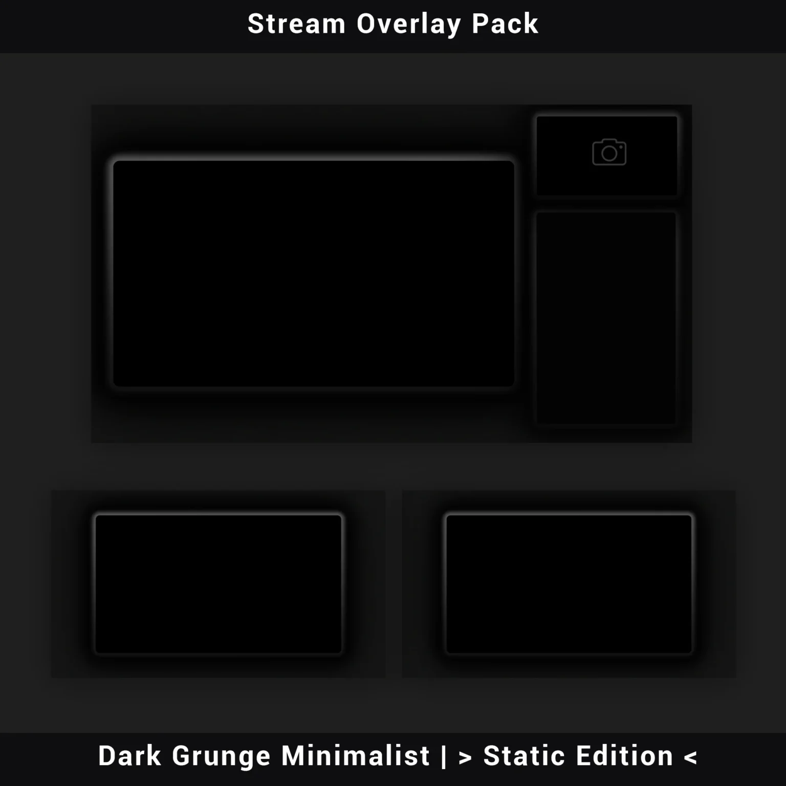 Stream Overlay Pack - Grunge Minimalist (Static Edition) 2 Full stream layout example featuring minimalist overlay elements on top of gameplay with high-contrast matte finish.