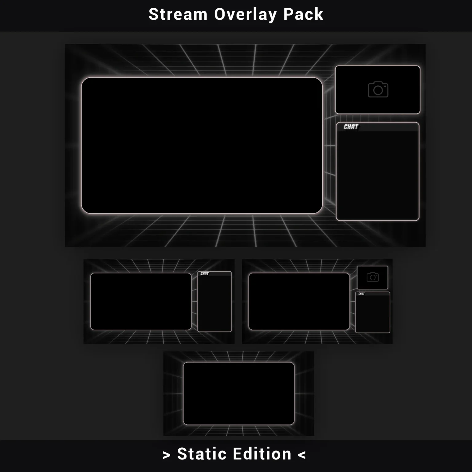 Twitch Overlay Pack: Retro Grid Monochrome (Static Edition) 3 Twitch Overlay Pack: Retro Grid Monochrome (Static Edition) - Image 3