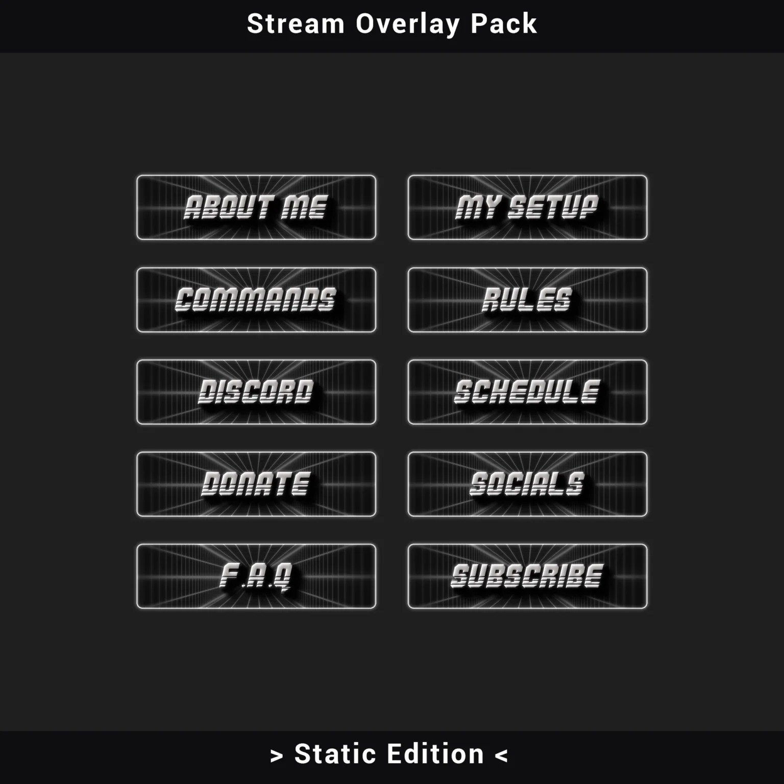 Twitch Overlay Pack: Retro Grid Monochrome (Static Edition) 4 Twitch Overlay Pack: Retro Grid Monochrome (Static Edition) - Image 4