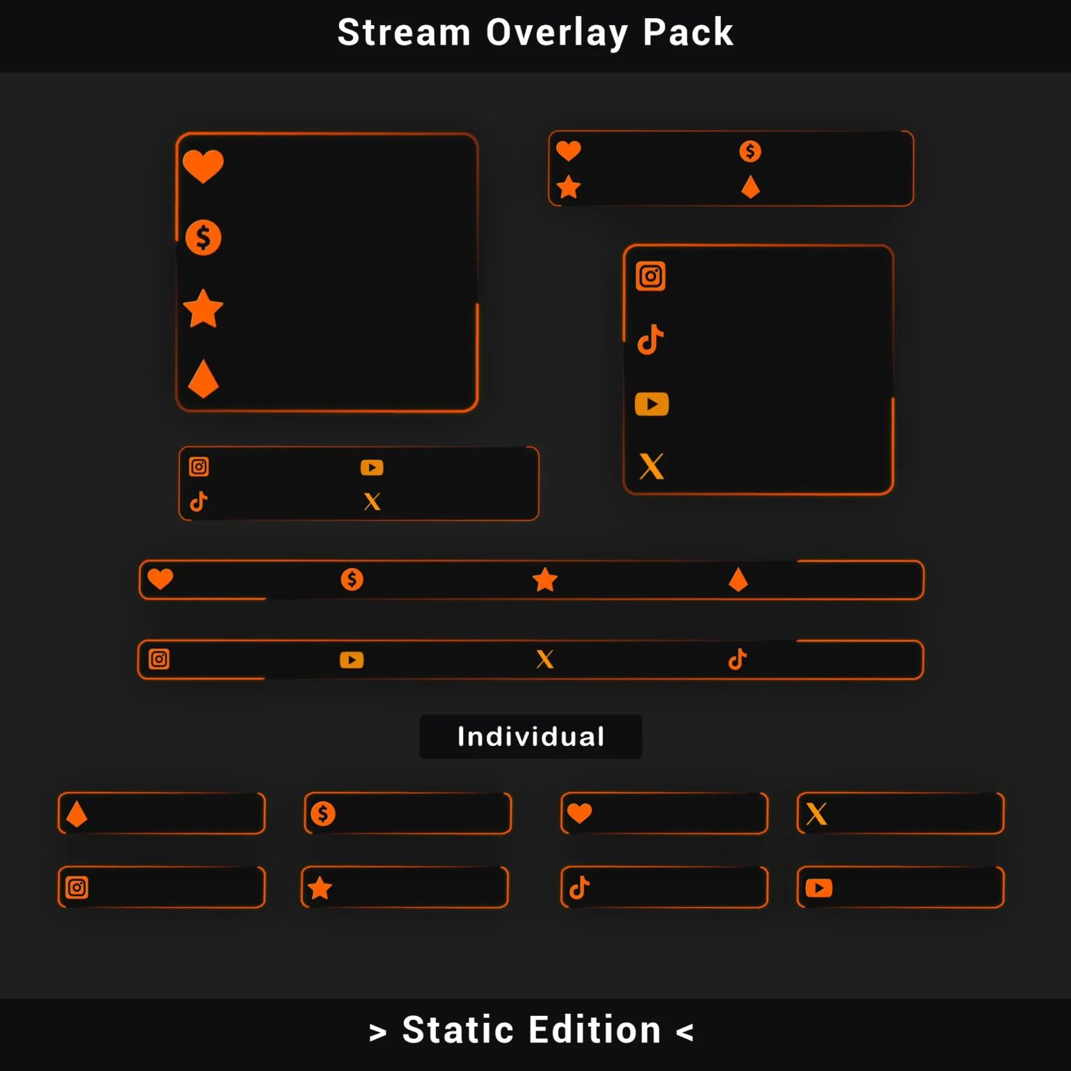 Twitch Overlay Pack - Minimalist Retro Grid (Static Edition) 5 Retro Twitch Overlay Pack Orange Grid - Full Static Stream Package for OBS and Streamlabs